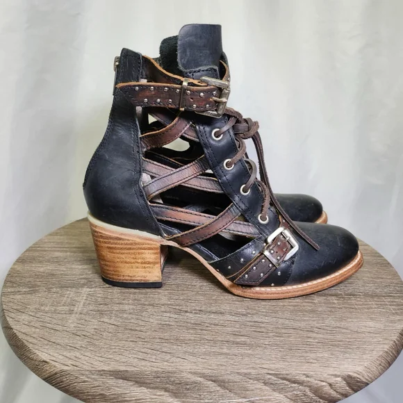 Freebird Cheyenne Multi Strap Lace-Up Leather Bootie Sandals Sz 9 Festival - Picture 8 of 11